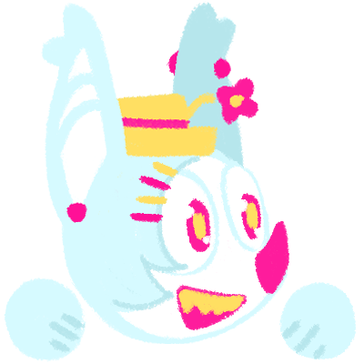 A blinking crayon doodle of Pajamas Head.