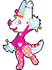 A blinking fullbody pixel of Pajama.