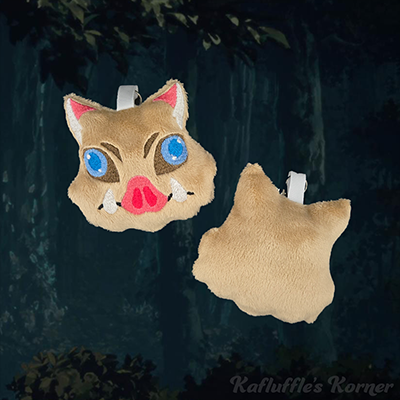 Plush keychain of a boar head