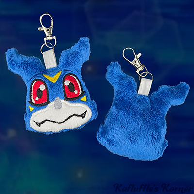 Plush keychain of Veemon from Digimon