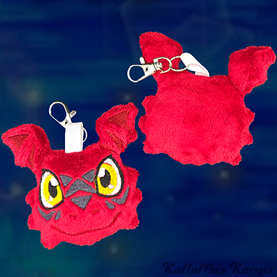 Plush keychain of Guilimon from Digimon