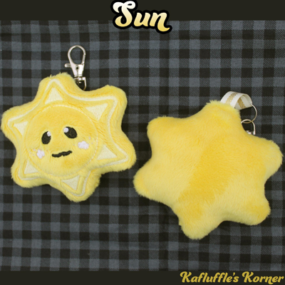 A plush keychain of the sun